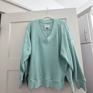 American Eagle Outfitters Light Green V-Neck Sweater